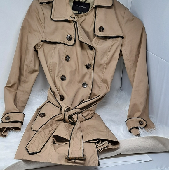 Banana Republic Jackets & Blazers - Banana Republic Trench Coat Button Down Women Petite Size 0P Belted 2 Pockets